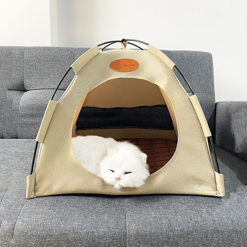 Pet tent foldable cat camping tent semi-enclosed outdoor cat tent cat kennel dog kennel breathable nest mat