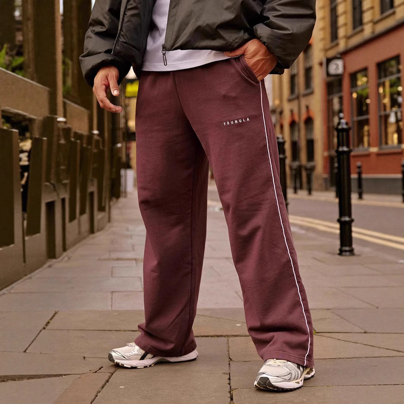 Youngla Youth Mid-Waist Sweatpants Sports Sweatpants Jogger Fitness Training Trousers Cotton Embroidery