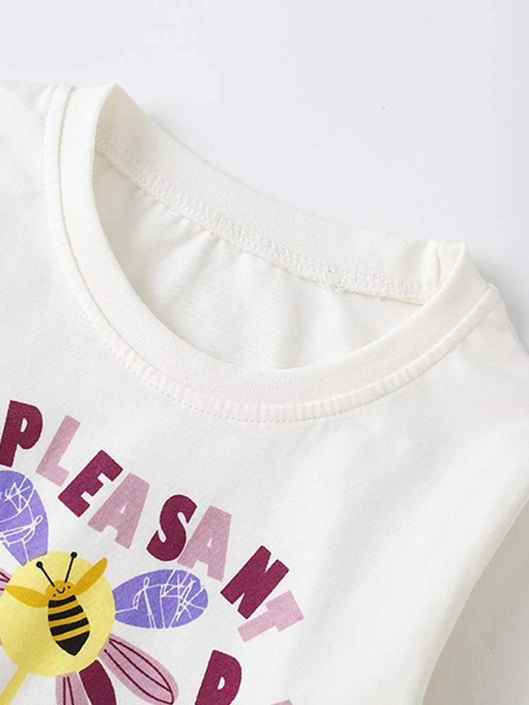 Malwee niñas camiseta de manga larga de otoño europeo y americano para niños de media edad Casual cuello redondo camiseta de niña pequeña camiseta