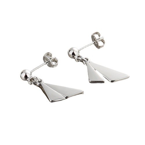 Korean style simple geometric rhombus earrings double-layer mirror personalized small fresh round bead bean earrings for girls