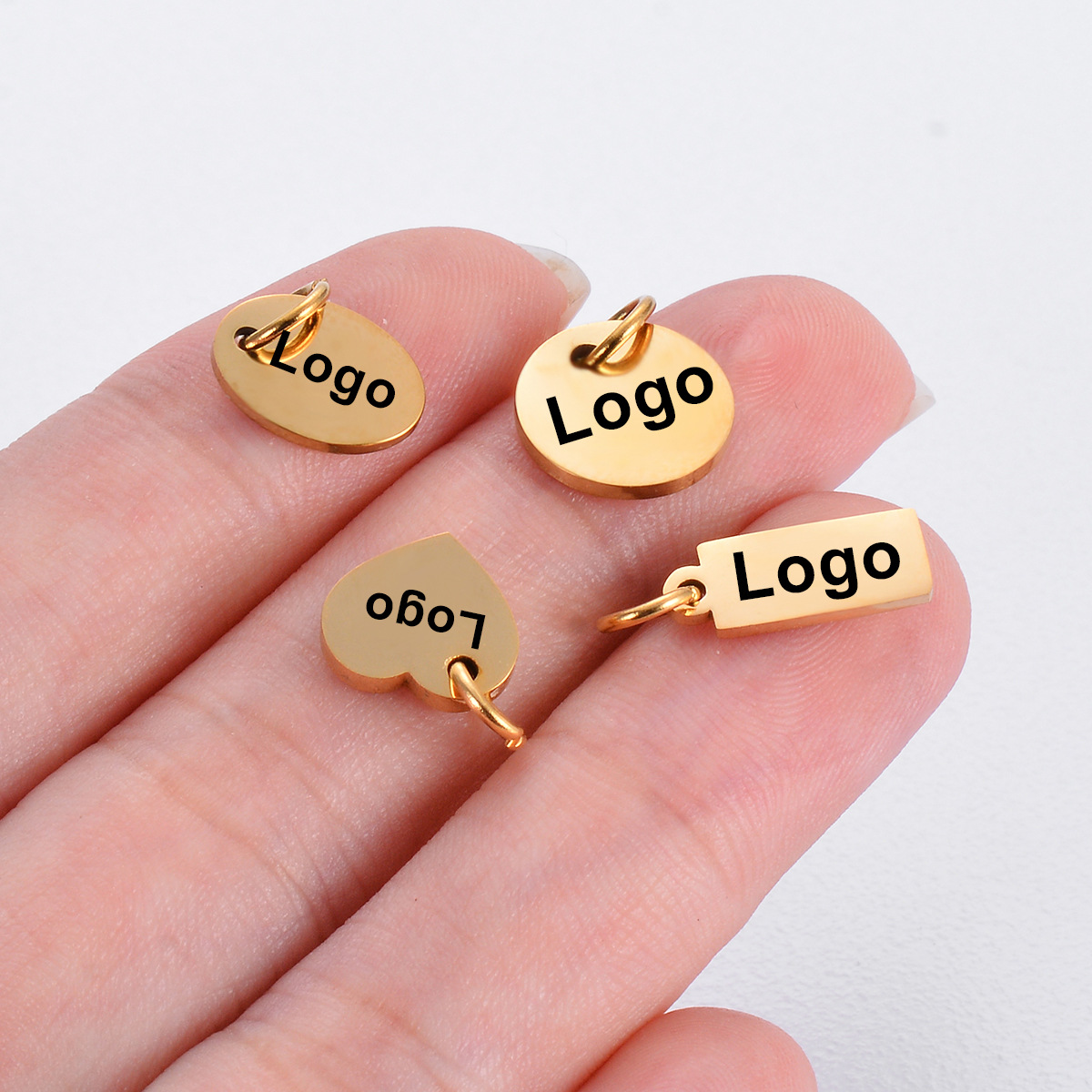 Pendant Jewelry Making Type 20 PCS/Package 5*10mm 5*12mm 7*10mm 304 Stainless Steel Oval Heart Shape Solid Color Pendant