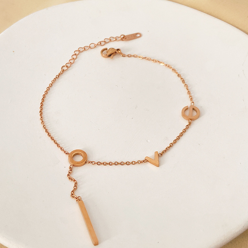 Wholesale Jewelry Casual Lady Simple Style Heart Shape Titanium Steel Gem Inlay Anklet display picture 6