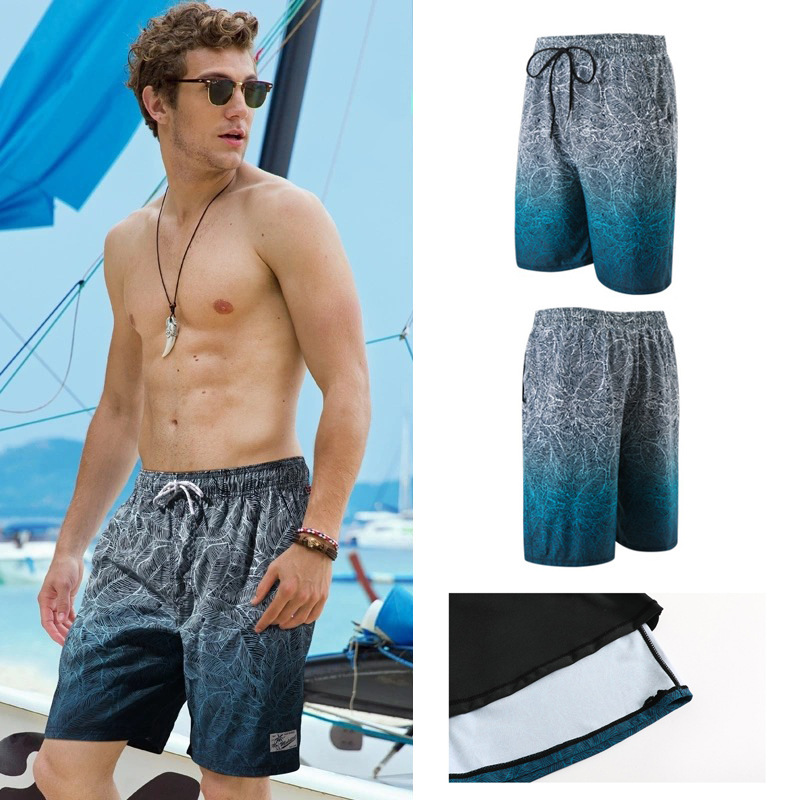 Men's Quick-Dry Swimming Shorts, Suitable for Water Activities, Loose-Fitting Beach Swim Trunks for Summer, Anti-Embarrassment Floral Shorts