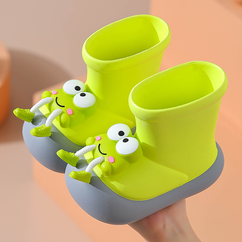 Waterproof and Non-Slip 2025 New Cute Frog Kidsren's Rain Boots for Boys and Girls Baby Kindergarten Kidsren's Rain Boots