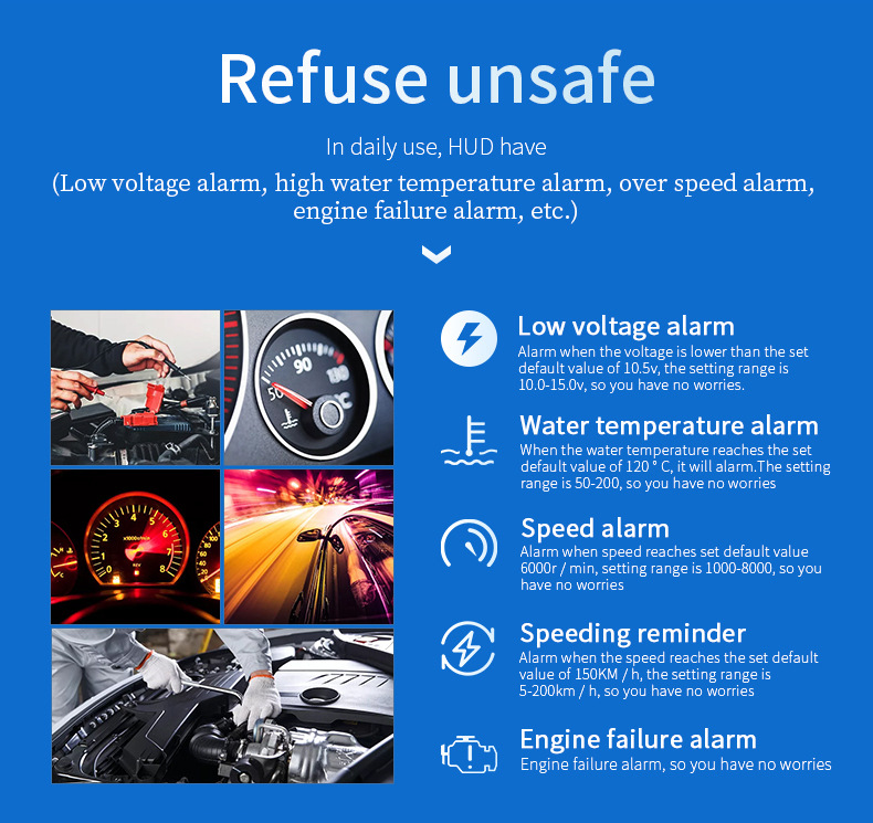 Car HUD Head-Up Display GPS Overspeed Alarm Mileage Statistics Head-Up Display High-Definition Multifunctional Instrument