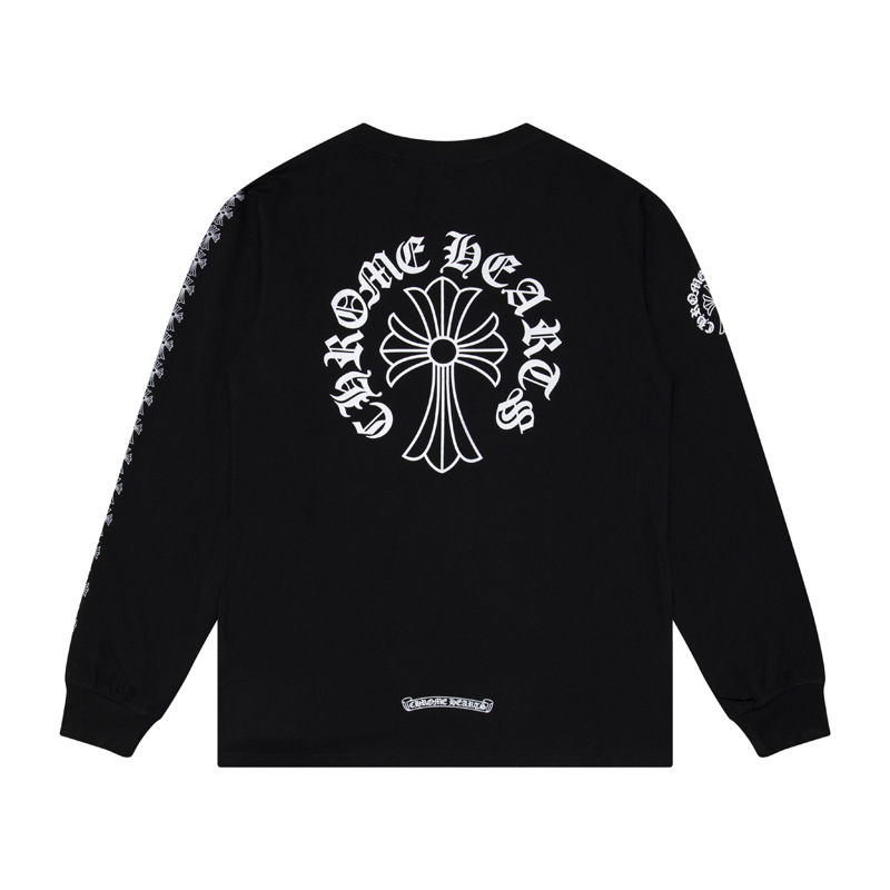 2025クロスボーダートレンディブランドクロウ初春新作ラウンドネック長袖サンスクリットプリント長袖Tシャツスポット卸売|undefined