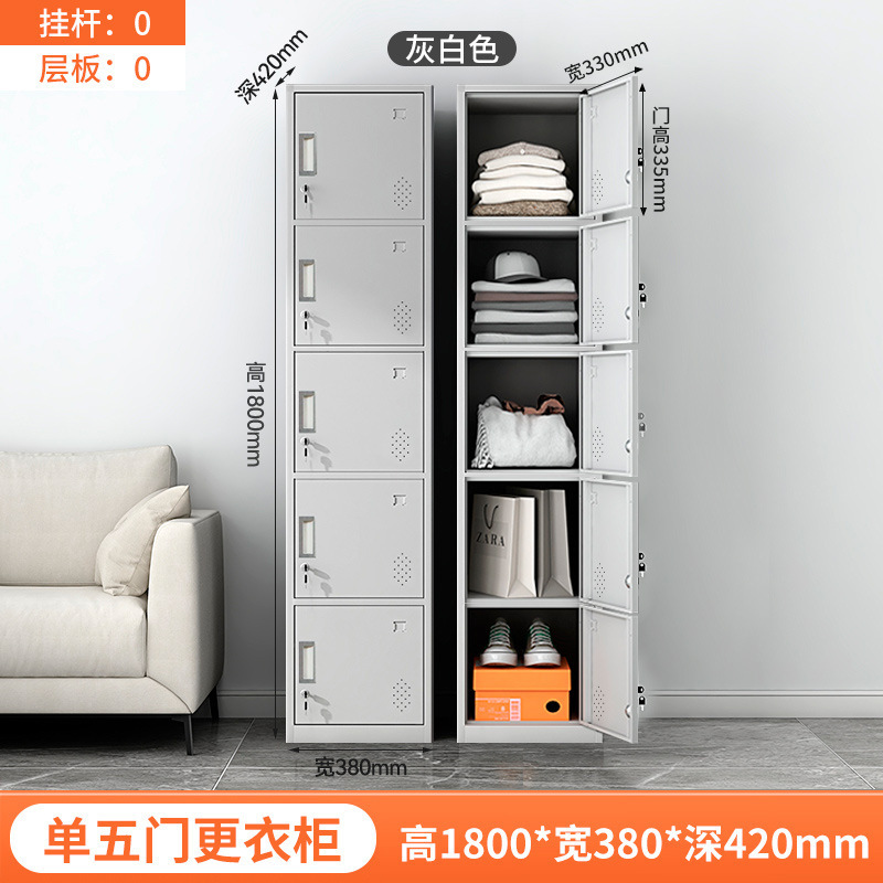 Cinco puertas individuales grises y blancas