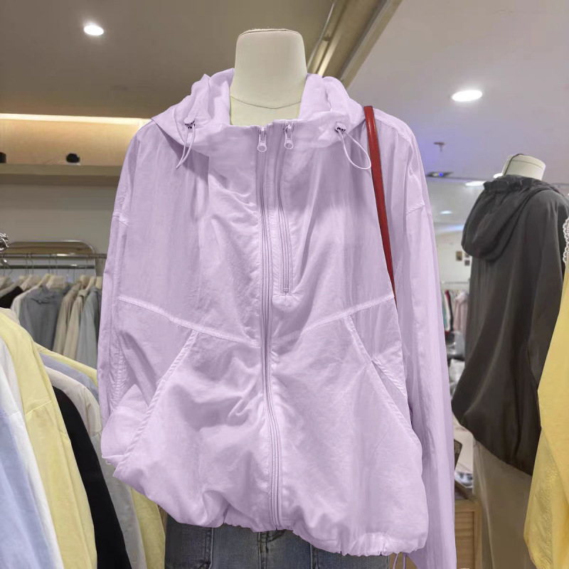 夏季新季宽松双拉链防晒衣女单层薄款连帽冲锋衣轻薄外套女防晒服|undefined