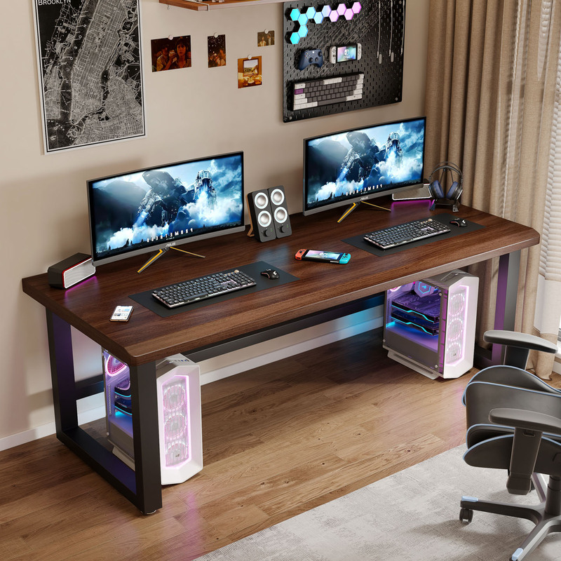 Solid Wood Double Desktop Computer Table for Two People Side by Side E-Sports Table Large Desk Light Luxury Couple Home Bedroom Workbench