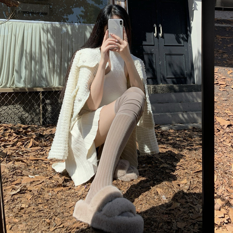 配靴子的袜子女长筒过膝袜白色夏季薄丝袜堆堆袜美拉德长靴jk长袜|undefined