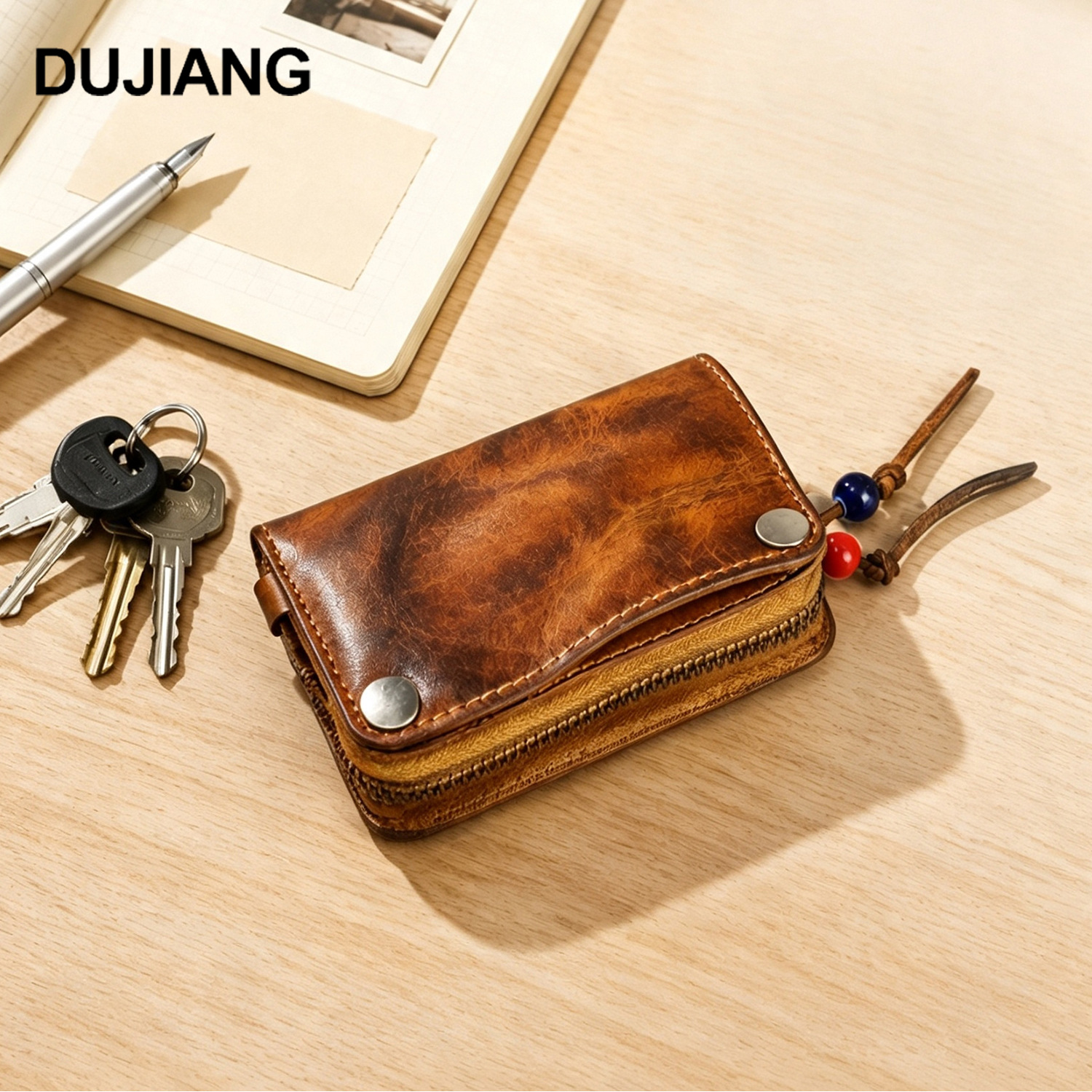 Cross-border car key bag, vintage handmade genuine leather coin purse, men's multifunctional portable small hanging bag