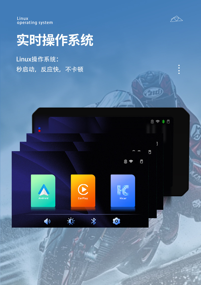 Cross-Border Hot-Selling Product 5inch Motorcycle Dashcam Wireless Carplay Phone Screen Mirroring Ultra-Thin Waterproof High-Brightness Screen