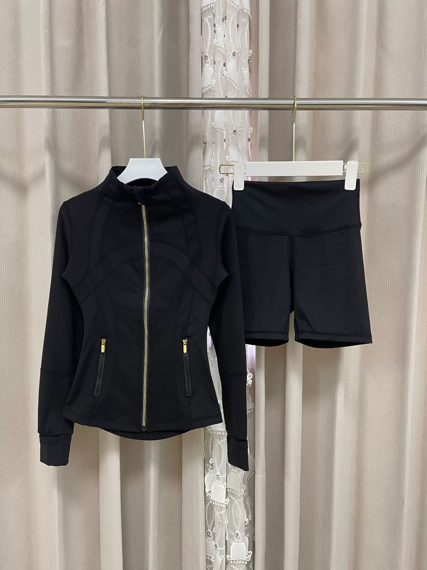 women's yoga jacket and biker shorts set 1