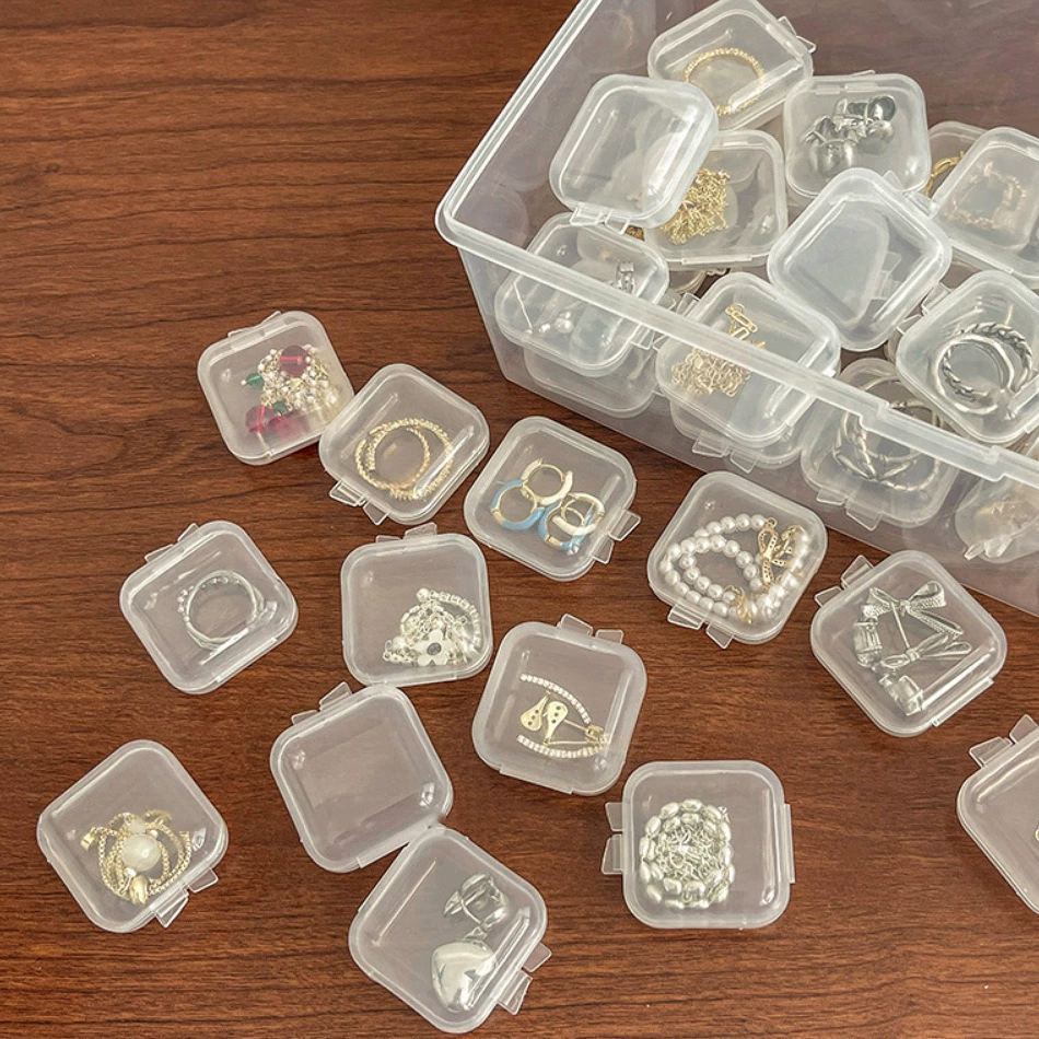 Прозрачные пластиковые серьги, коробочка для хранения, кольцо, USB-накопитель, мобильный телефон, затычки для ушей