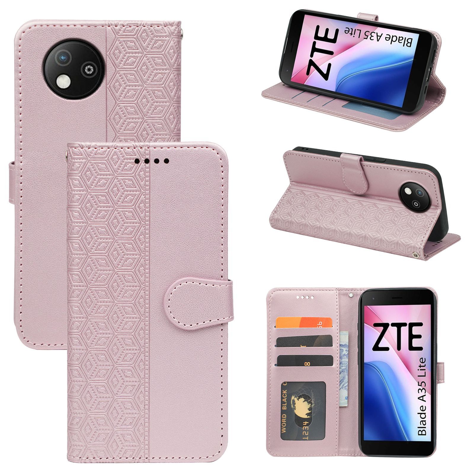 适用中兴 Nubia S 5G A403ZT小圆扣R20方格印花相框翻盖手机皮套