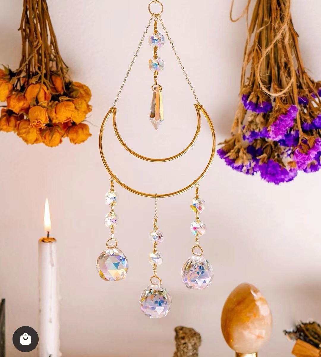 Ig Style Moon Crystal Wind Chime display picture 1