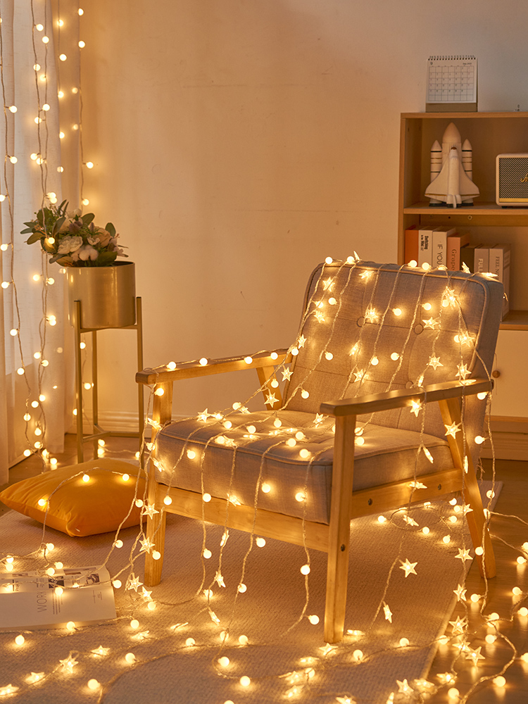 led装饰满天星星灯串圣诞布置露营户外闪小彩灯夜市摆摊气氛围灯