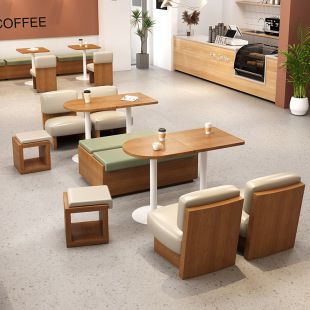 Customized net red coffee shop dessert shop card holder cream style milk tea shop restaurant dining table and chair combination solid wood card holder