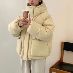 Spot High Collar Hooded Puff Cloud down Jacket Korean Style Simple 2024 Egg Home Casual Winter Outwear E*G