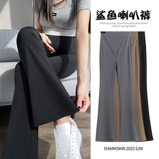 Maternity Pants 2024 Spring and Autumn Flared Yoga Pants Autumn Thin High-Waisted Leggings Flared Spring and Summer Shark Pants