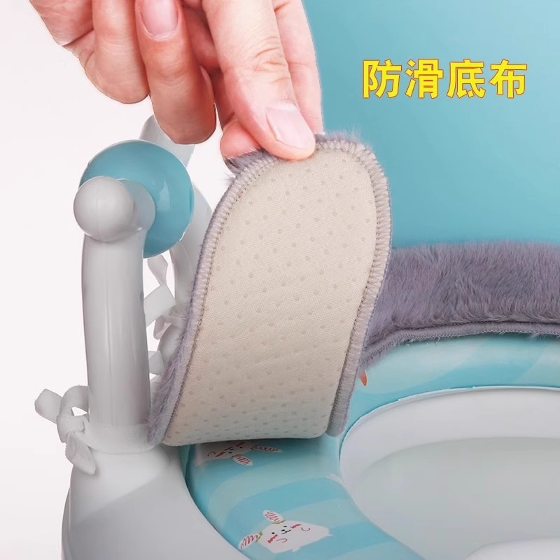Cojín de inodoro infantil, inodoro de invierno para niños, collar de algodón de peluche caliente, cojín de inodoro pegado para bebés