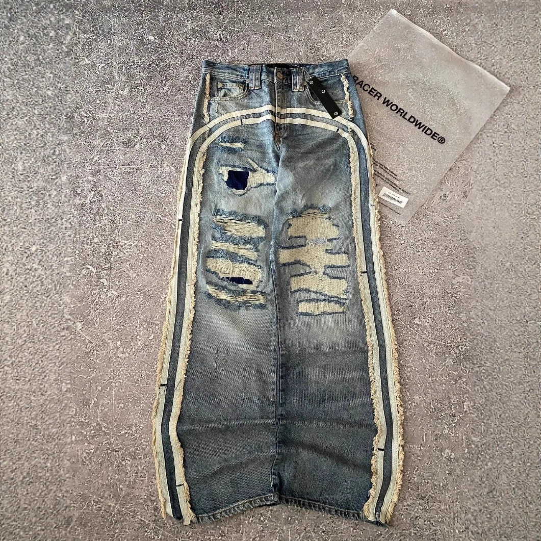 Europa y Estados Unidos transfronterizos retro gótico americano Harajuku y2k personalidad estilo callejero agujeros jeans casuales pantalones de piernas