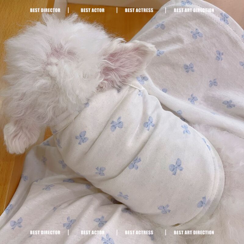 Pet Clothes Dog Cat Kid Clothes Spring and Summer Thin Japanese and Korean Cotton Home Sleeping Dress Teddy Bixiong Vest
