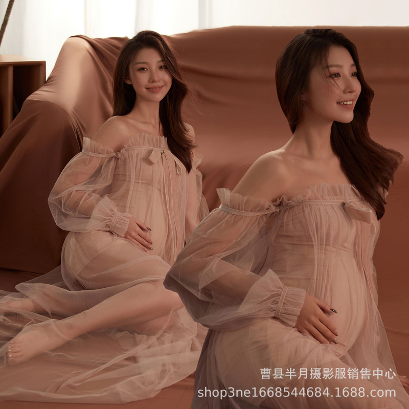 Photo Studio Pregnant Women Photo Clothing Elegant Mesh Dress Big Belly Pregnant Mommy Photography Art Photo Theme Clothing
