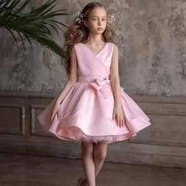 跨境外贸女童公主裙儿童生日派对礼服蓬蓬裙轻奢高级感钢琴演出服