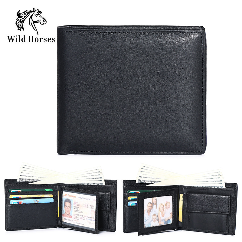 Cross-border Genuine Leather Wallet Men's Multi-card Top Layer Cowhide Wallet Fashionable Short Genuine Leather Coin Bag Wallet