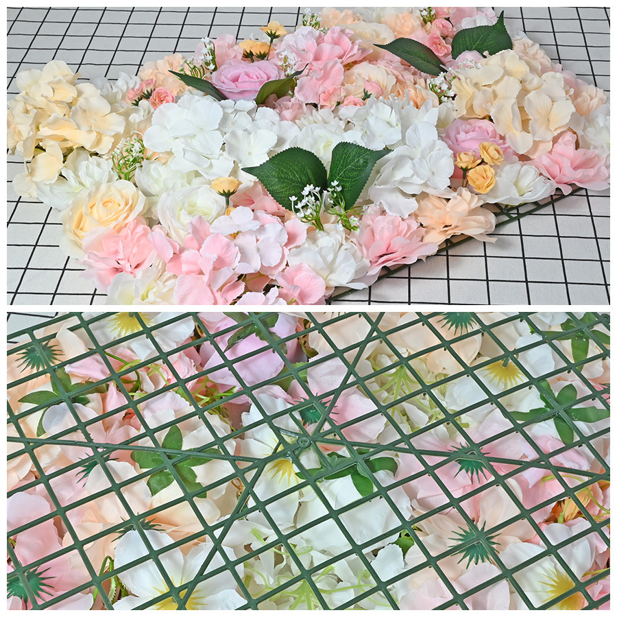 Flor artificial al por mayor artificial flor Rosa Hortensia lirio tridimensional Fondo pared Boda boda decoración flor fila