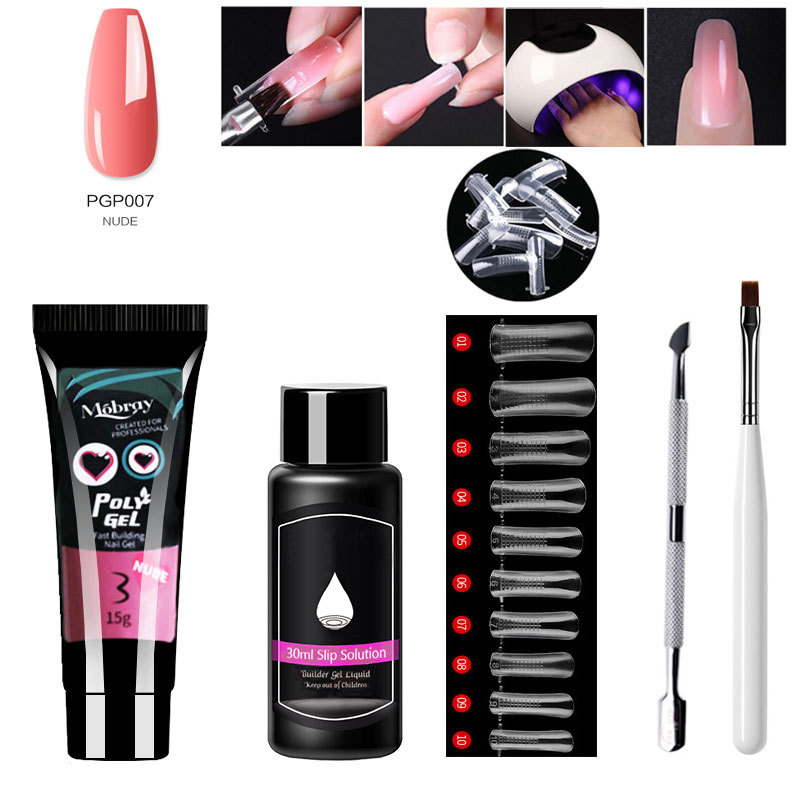 Suministro transfronterizo venta rápida extensión de traje de manicura conjunto completo de uñas de cristal forma extensión pegamento para hornear lámpara UV pegamento