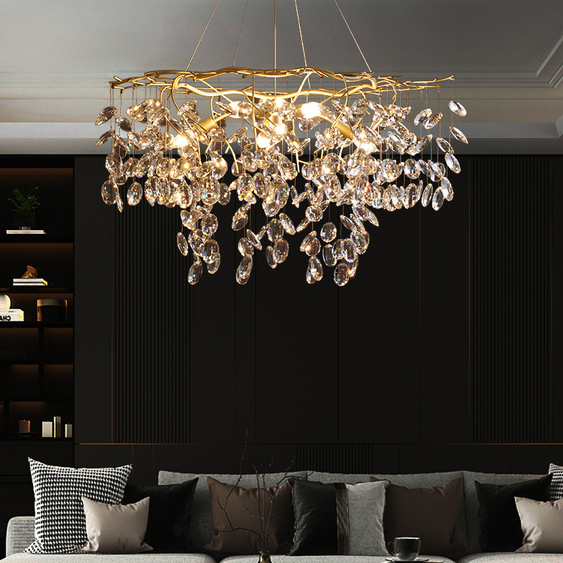 后现代客厅轻奢水晶灯北欧树杈树枝灯具餐厅卧室创意大气全铜吊灯