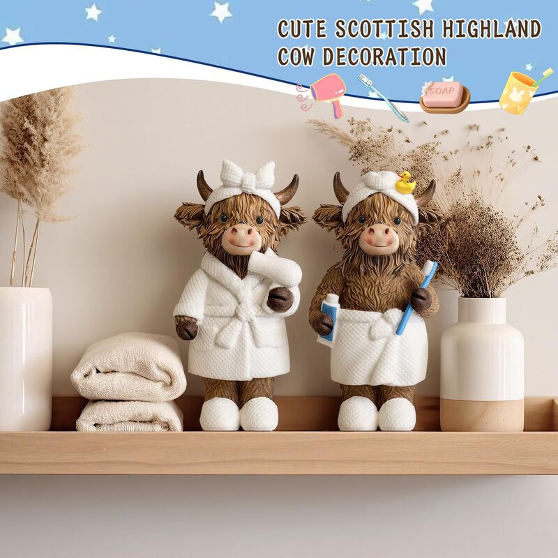 Cross-Border New Product Highland Cow Creative Statue Bathroom Home Decoration Resin Ornament Craft Scottish Cow Gift Cross-Border New Product Highland Cow Creative Statue Bathroom Home Decoration Resin Ornament Craft Scottish Cow Gift