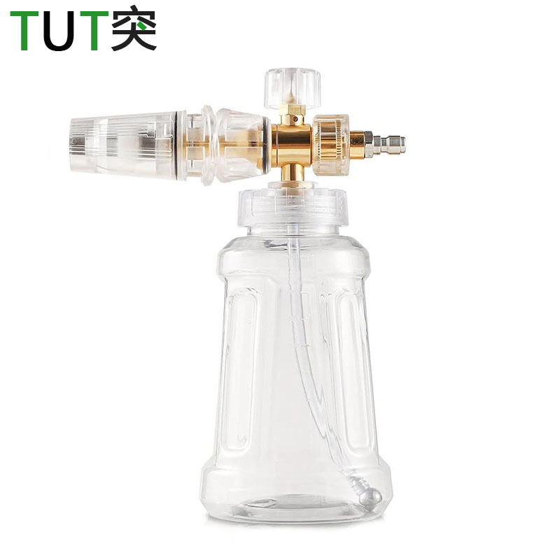 跨境新款泡沫壶高压洗车水枪透明款1000ML家用扇形泡沫壶PA壶