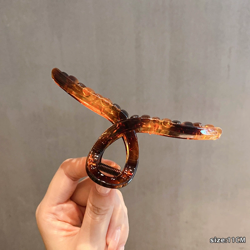 Крабья заколка для волос (hairgrip) акриловая большая булавка, жемчужные вставки, корейский стиль, лёгкая