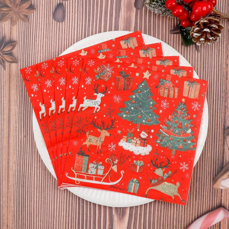 油絵風プリントナプキンクリスマスパーティーティッシュ高級レストラン使い捨てティッシュ誕生日パーティー装飾|undefined
