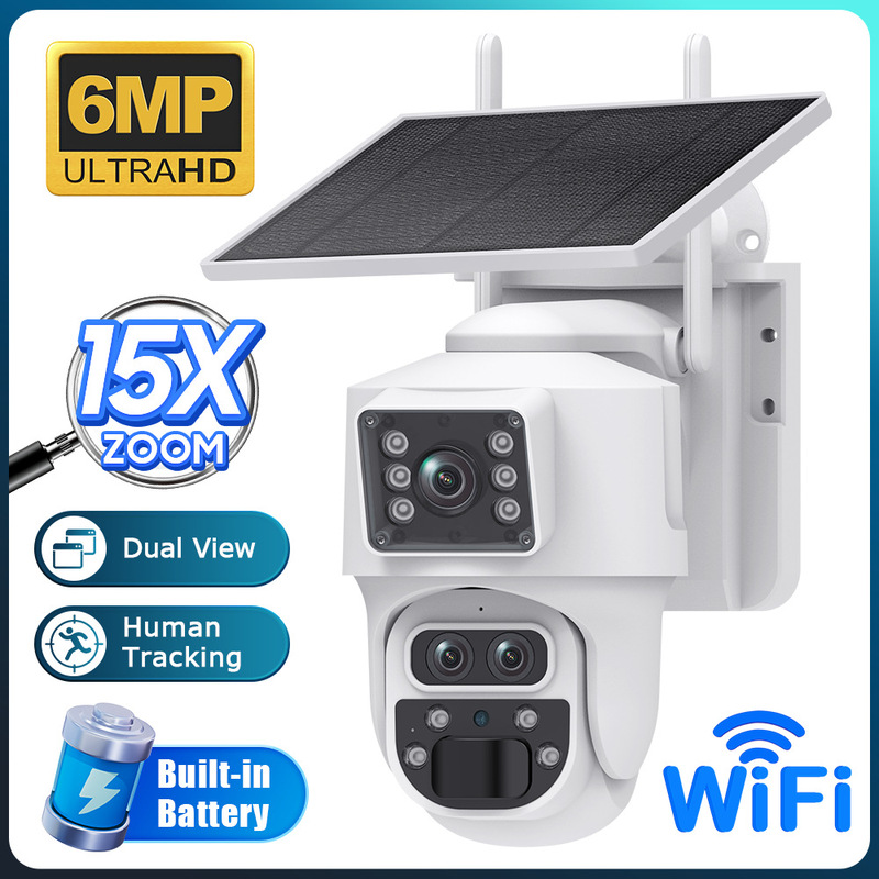 Cross-border AOV solar camera AI low-power 24-hour low-frame rate recording three-lens high-definition 4G camera