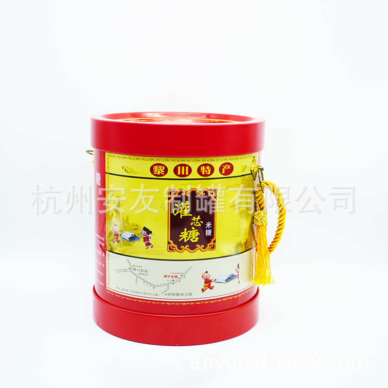杭州安友厂家热销食品铁罐 定 制手挽铁罐马口浮雕金属铁罐储存罐