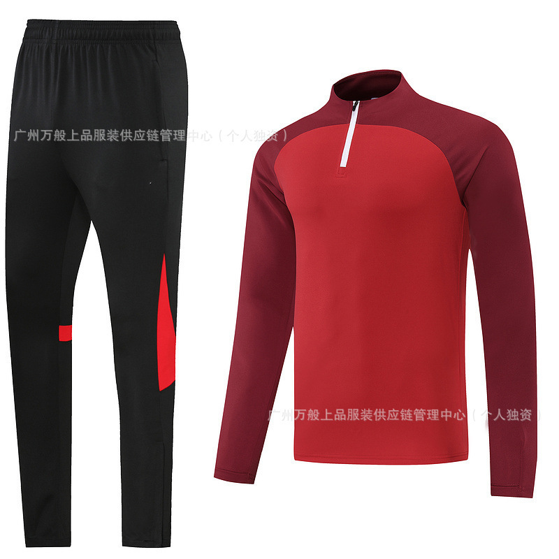 NB半拉链冬装长袖长裤套装训练俱乐部基础足球服球衣长拉logo外贸|undefined