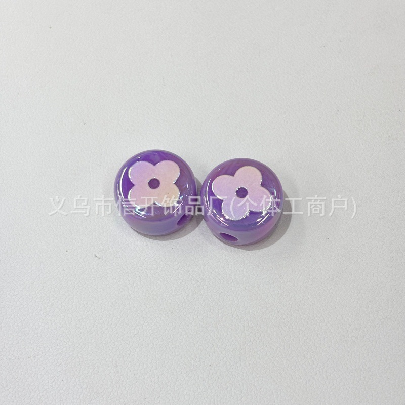 通孔电镀四叶草小圆饼串珠笔配件手机钥匙链包挂diy手工饰品材料|undefined