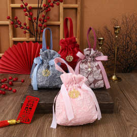 婚礼喜糖盒子​复古糖果袋帆布袋棉布袋手提空盒包装伴手礼喜袋子