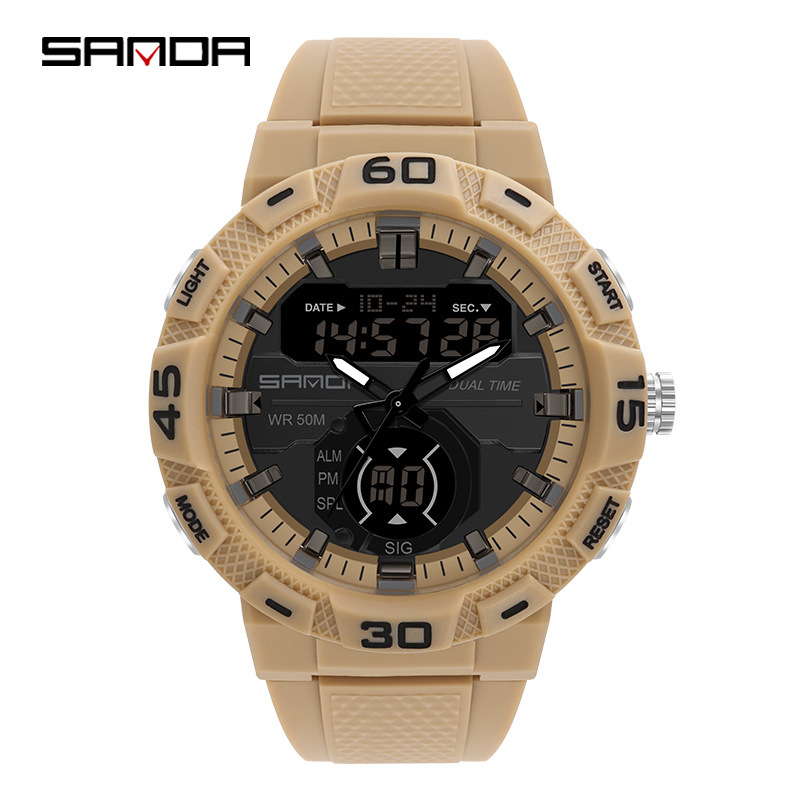 SANDA moda electrónica casual moda reloj fresco juventud hombres y mujeres reloj multifuncional 3087