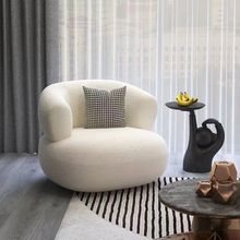 极简现代北欧羊羔绒白色单人椅布艺客厅卧室设计懒人ins网红沙发