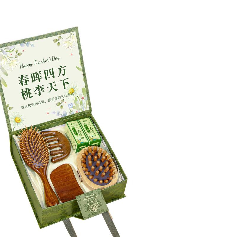 教师节礼物2025新款伴手礼盒送女老师妈妈实用檀木养生经络按摩梳|undefined