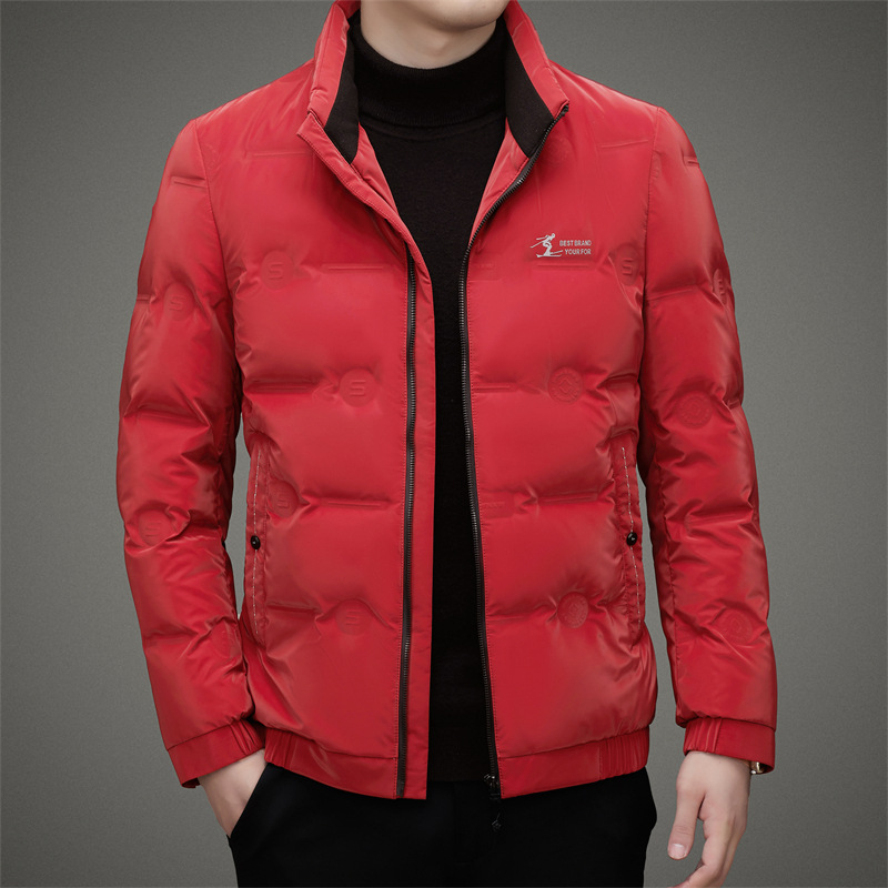 2025 New Winter Style Middle-Aged Men's Stand-Up Collar down Jacket, Fashionable Loose and Warm Men's Tops, One-Piece Drop Shipping