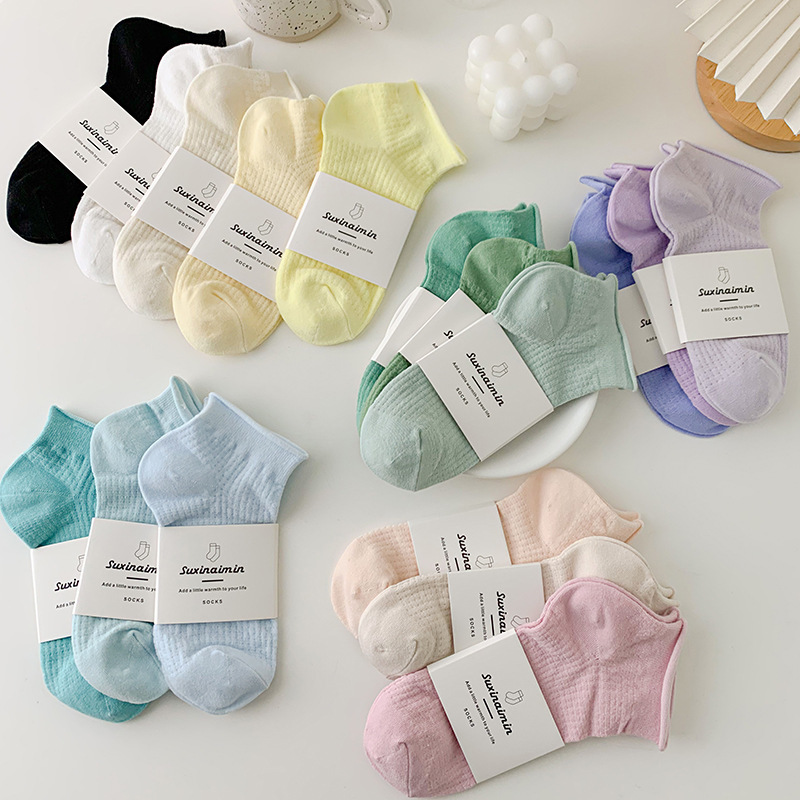 Spring and Summer Socks Women's Cream Series Japanese Women's Boat Socks Macaron Shallow Socks Summer Thin ins Trendy
