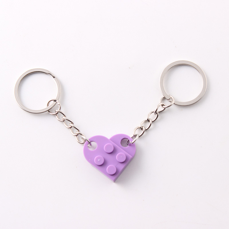 Dos en uno bloques de construcción de amor llavero pareja desmontable llavero amistad afecto en forma de corazón Qixi pequeño regalo