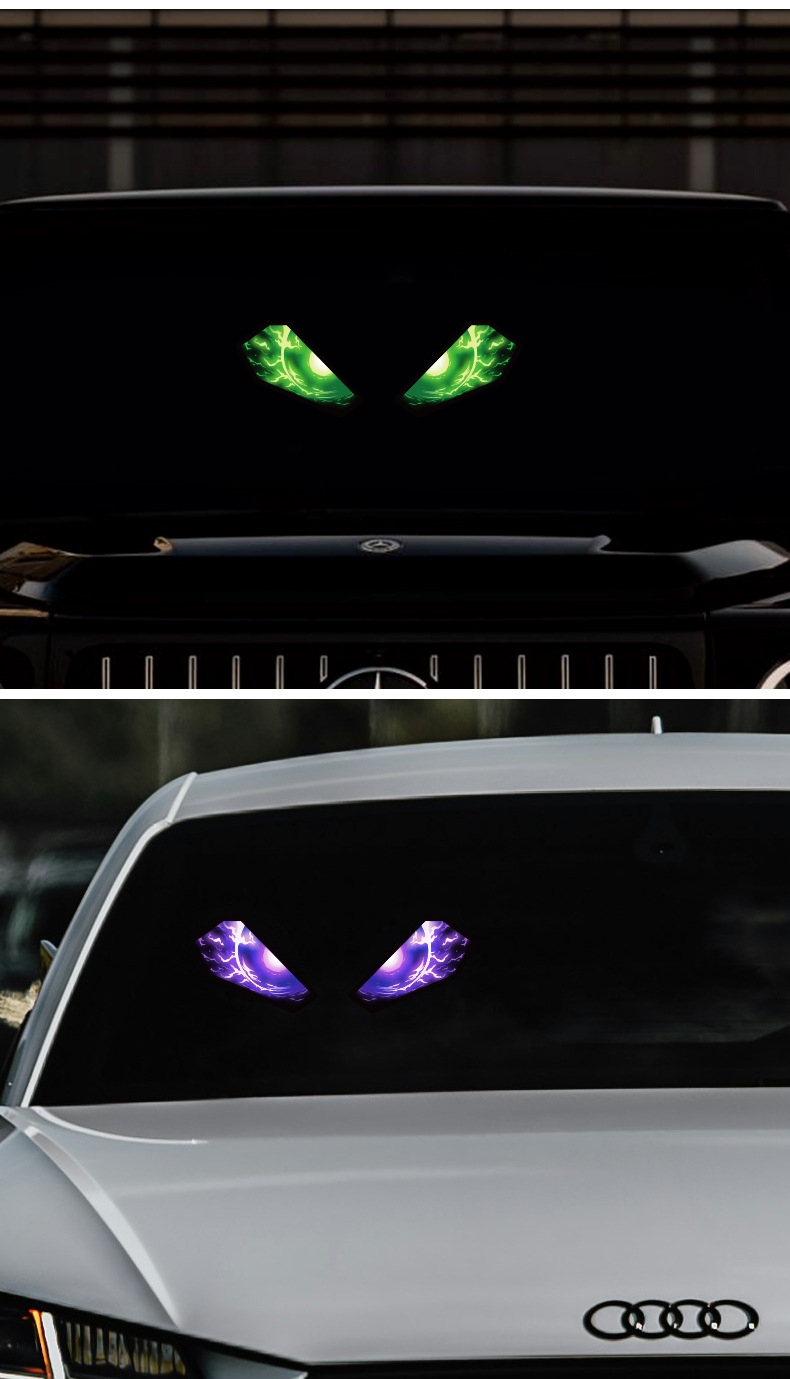 Cross-border solar-powered dynamic devil eye LED expression light warning light for trucks with suction cup eye light