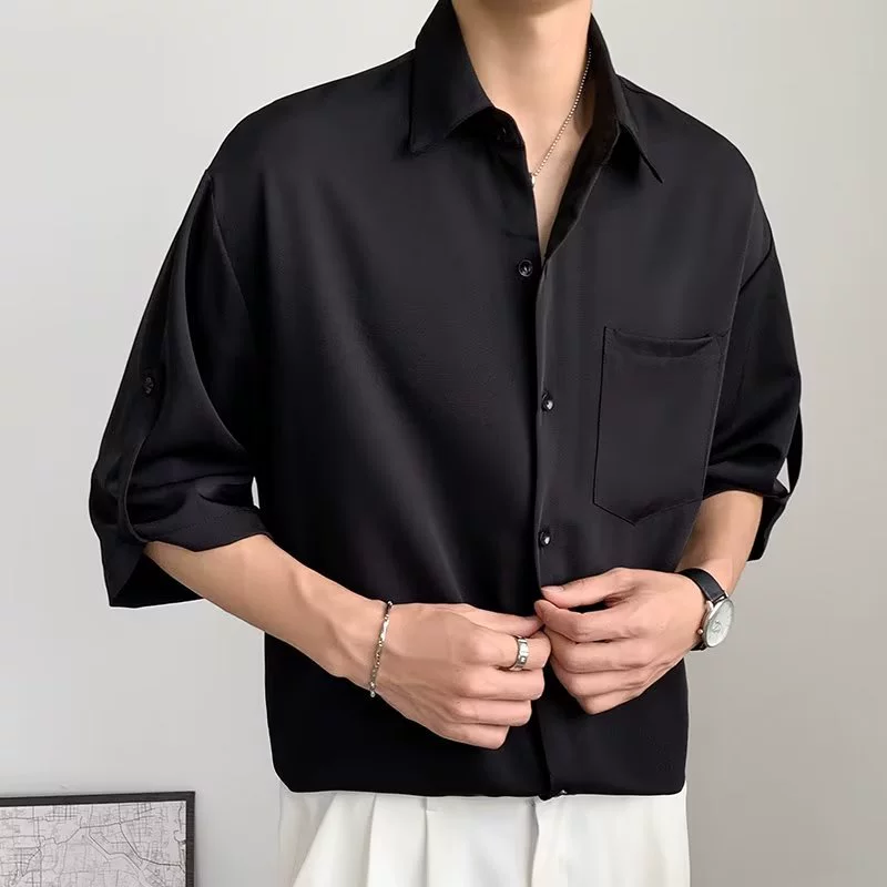 Шелковая oversize-рубашка, тонкая дышащая ткань, сексуальная свободная посадка (//хаки), размер M–3XL